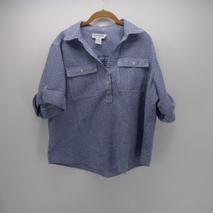 C.D.Daniels Plaid Short Sleeve 1/2 Button Blouse